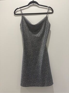 Audrey 3+1 Black and White Cowl Neck Mini Slip Dress